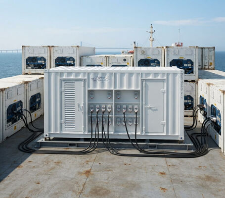 الكهرباء على سطح السفينة 40 علبة 350kw 500kva 1000kw مولد طاقة حاوية 20ft 40ft Reefer حاوية وصلات ATS